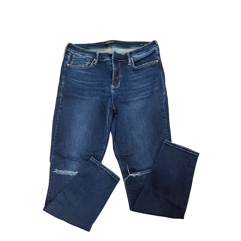 Dear John Gisele High Waisted Skinny Jeans Dark Wash Distressed Knee Size 30
